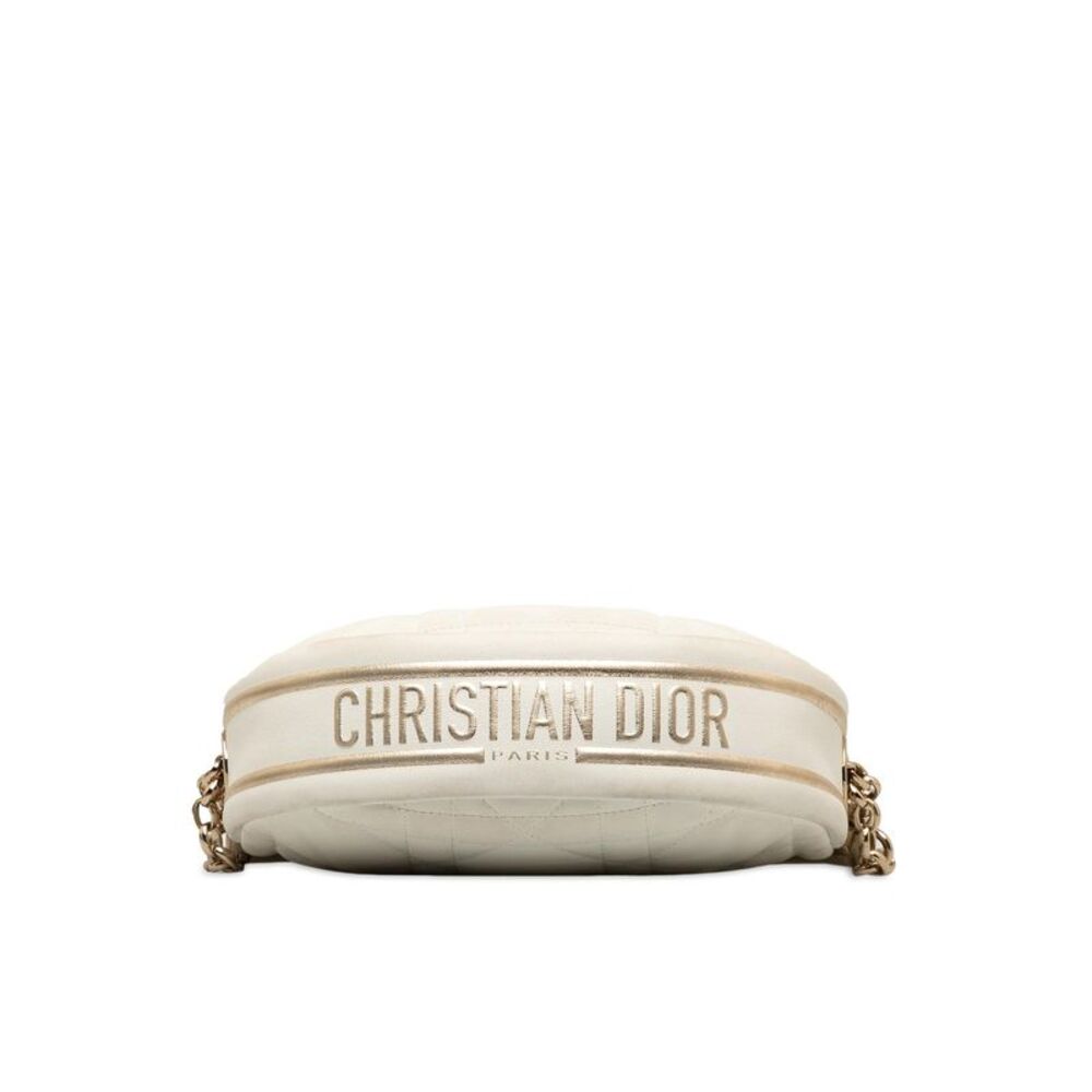 Pre Loved Dior Caro HalfMoon Quilted Leather Bag Women White Messenger Bags - Picture 4 of 8